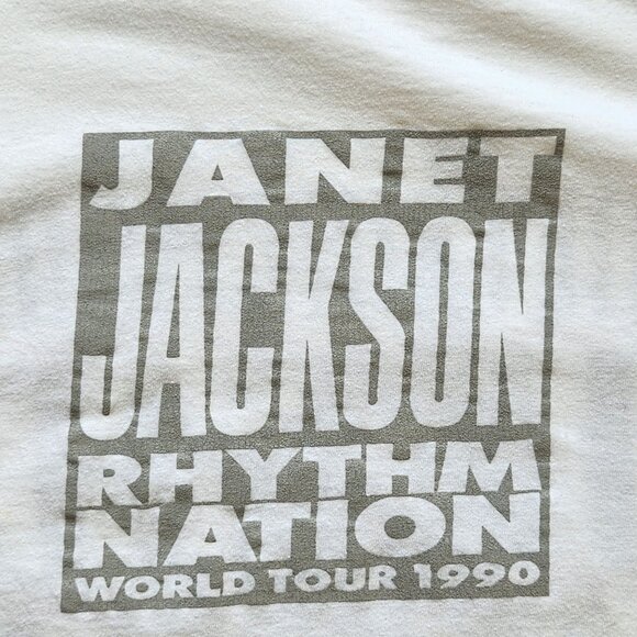 RARE Janet Jackson Rhythm Nation 1990 World Tour Vintage Tee Screen Stars Band - Picture 5 of 13